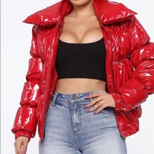 Fashion nova latex puffer jacket
